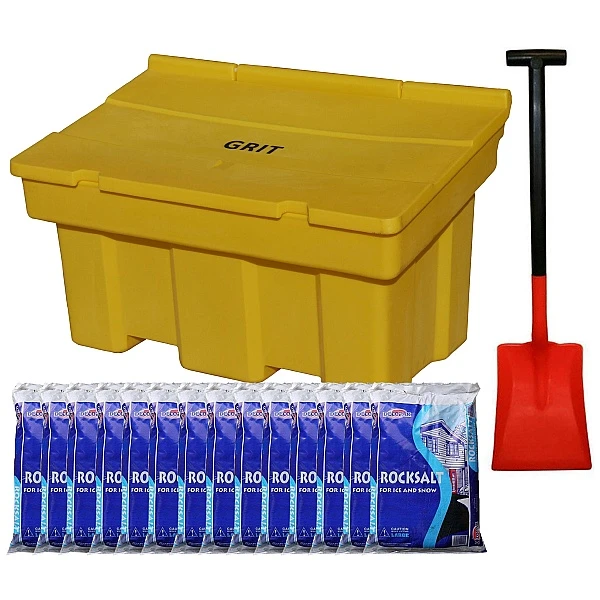 Stackable 350L Grit Bin With De-icing Salt & Shovel 1 Stackable 350L Grit Bin With De-icing Salt & Shovel