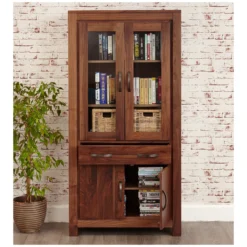 Fernhurst Solid Walnut Large Glazed Bookcase -Rubbermaid Shop 073002