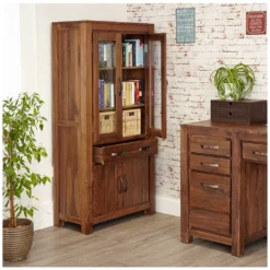 Fernhurst Solid Walnut Large Glazed Bookcase -Rubbermaid Shop 073003