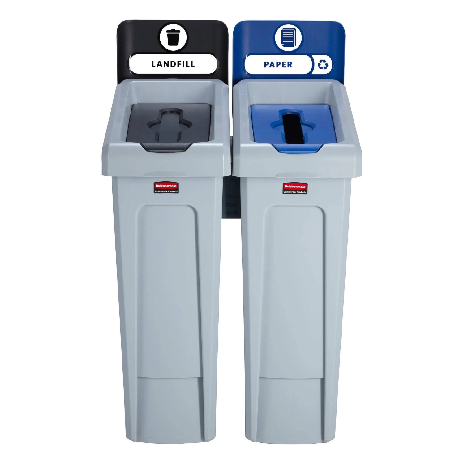 Rubbermaid Slim Jim Recycling Station 2 Stream Bin Kit 2 Rubbermaid Slim Jim Recycling Station 2 Stream Bin Kit - Image 2