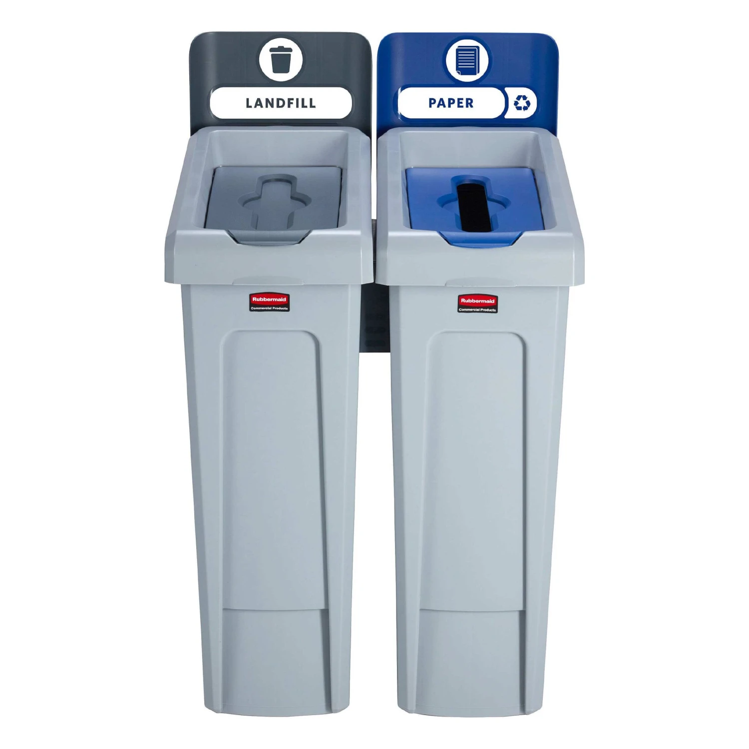 Rubbermaid Slim Jim Recycling Station 2 Stream Bin Kit 4 Rubbermaid Slim Jim Recycling Station 2 Stream Bin Kit - Image 4