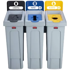 Rubbermaid Slim Jim Recycling Station 3 Stream Bin Kit 1 12 Rubbermaid Slim Jim Recycling Station 3 Stream Bin Kit 1 -Rubbermaid Shop 101144