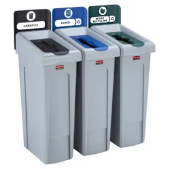 Rubbermaid Slim Jim Recycling Station 3 Stream Bin Kit 2